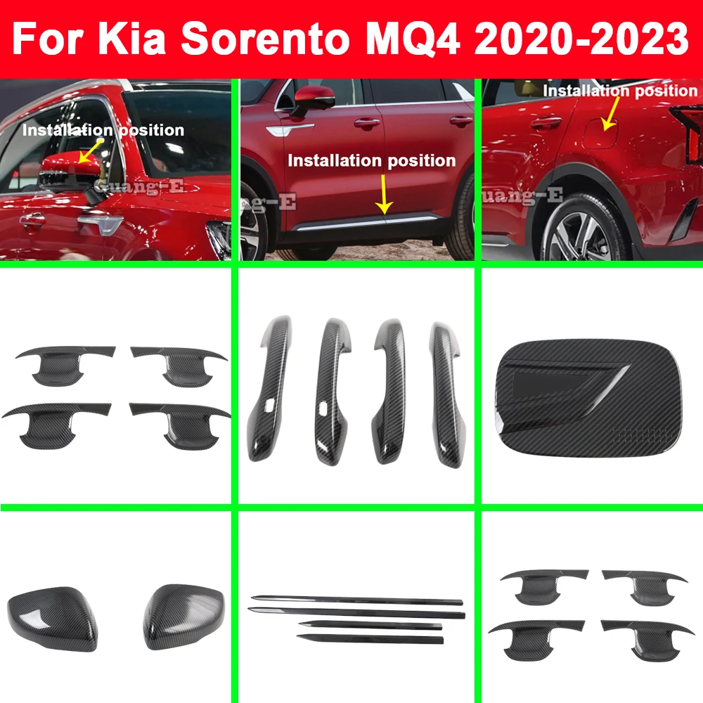 

For Kia Sorento MQ4 2020 2021 2022 2023 ABS Car Side Rearview Mirror Cover Door Body Handle Bowl Frame Fuel Tank Cap Trim Strip