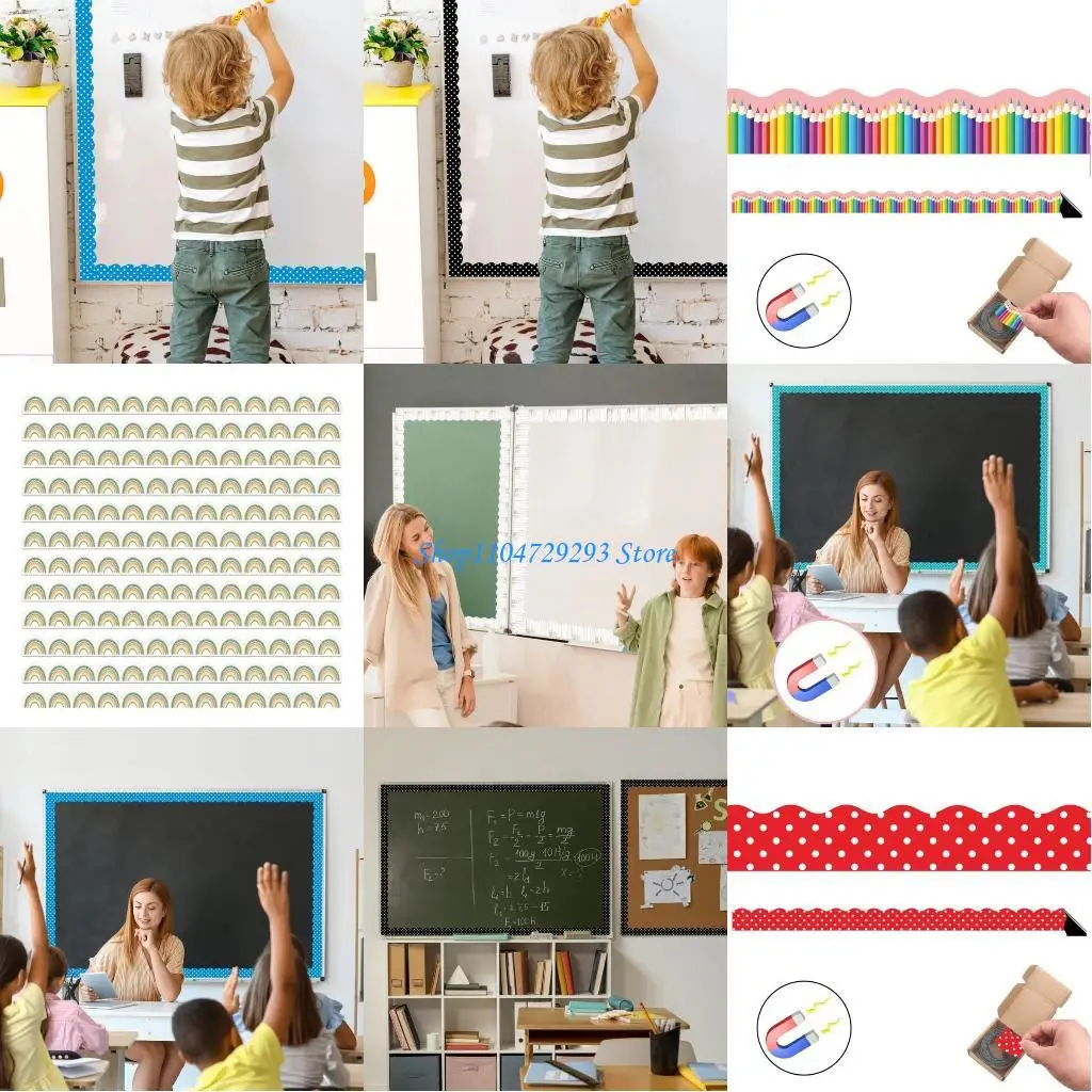 

Y2GD 12Pcs Bulletin Board Border Trim Rainbow Border Trim for Classroom Office Chalkboard Whiteboard Decoration