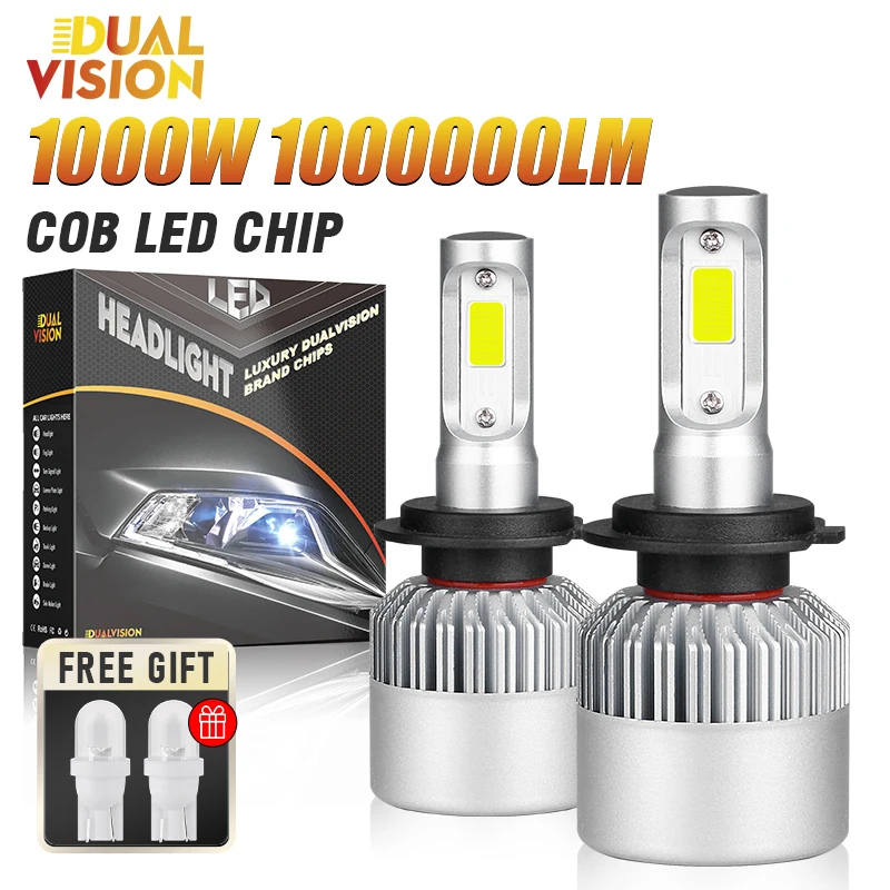 Dualvision H1 H4 H13 Car LED Headlights Bulbs CANBUS Super Bright 9005 HB3 9006 HB4 Light Bulb Headlamp 5000K 6000K 8000K 1000W