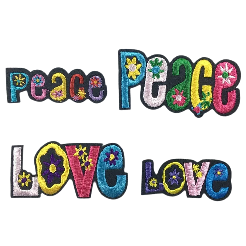 50pcs/Lot Luxury Embroidery Patch Letter Rainbow Fruit Flower Love Peace Clothing Decoration Sewing Accessory Craft Diy Applique