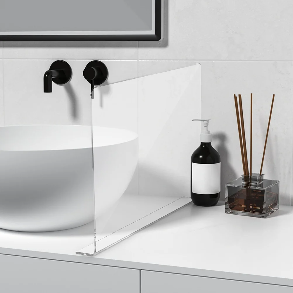 

Sink Splash Guard L Acrylic Water Proof Baffle for Kitchen Sink Bathroom Bathtub Anti Splashing Protection Anti-Splashing Guard
