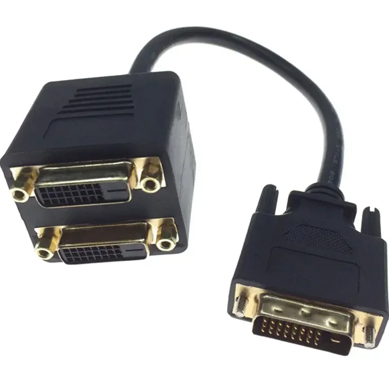 1x2 kabel adaptor Splitter DVI 1-DVI pria ke DVI24 + 1 Wanita 24K konektor emas untuk HD1080P HDTV proyektor PC Laptop