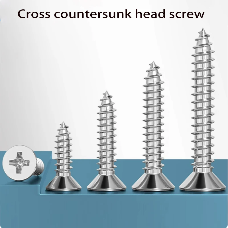 

304 Stainless Steel Cross Recessed Countersunk Flat Head Tapping Screws Wood Self-tapping Phillips Furniture Screw M2-M8
