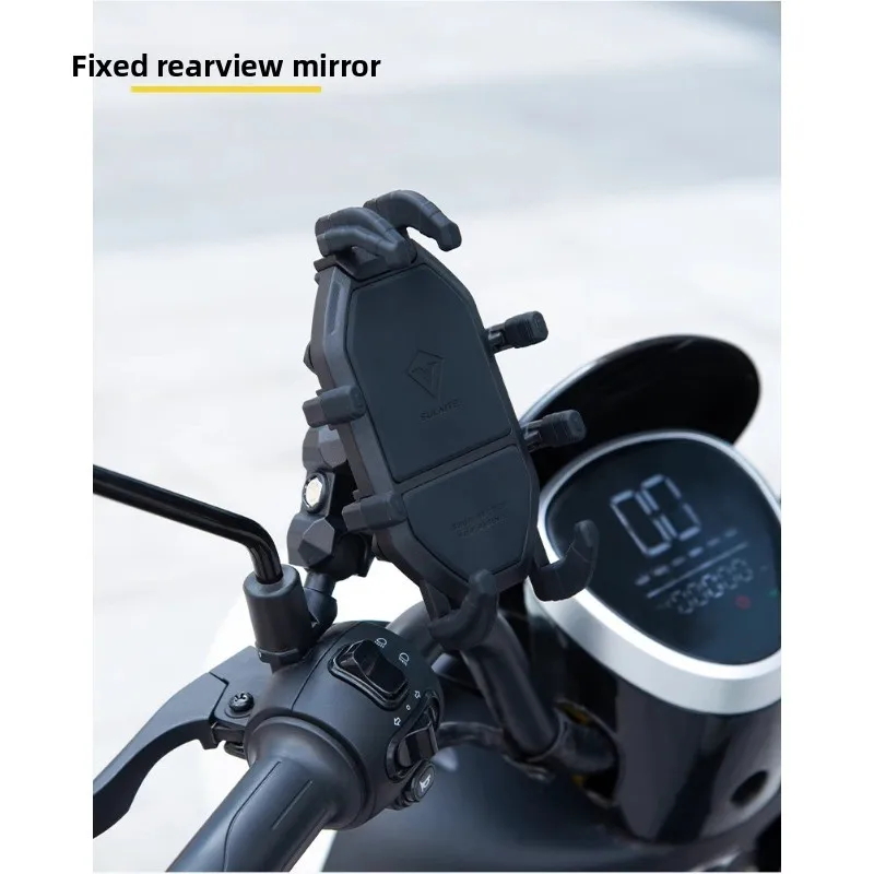 SULAITE Motorcycle Phone Holder Mechanical Lock 360 Rotating Anti-shake Handlebar Mount Universal Smartphone Bracket Riding