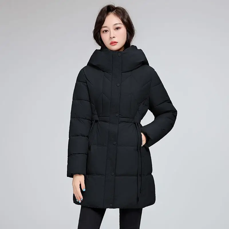 

Зимняя пуховая хлопковая женская куртка, приталенная куртка с капюшоном для поездок на работу