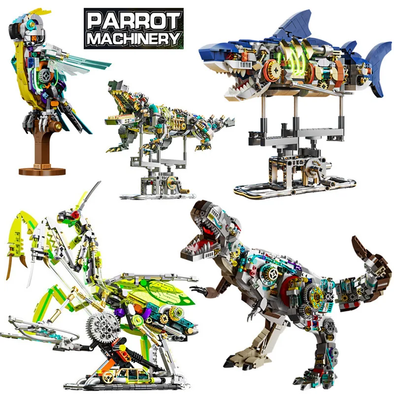 

Mechanical Animal Building Blocks Parrot Eagle Whale Beetle Model Bricks With Light Desktop Display Collection Kids Toys Gifts