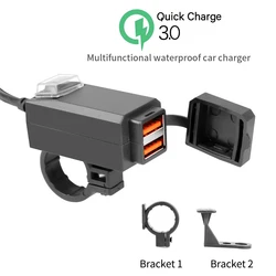 Podwójny USB kierownica motocykla przejściówka do ładowarki QC3.1/3.1A 12V wodoodporny zasilacz gniazdo dla telefon z GPS nawigacji MP4 odtwarzacz