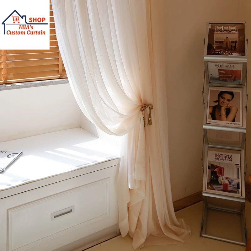 

Elegant French Romantic Gauze Curtain Dreamy Chiffon Breathable Window Screen Curtains for Living Dining Room Bedroom Modern