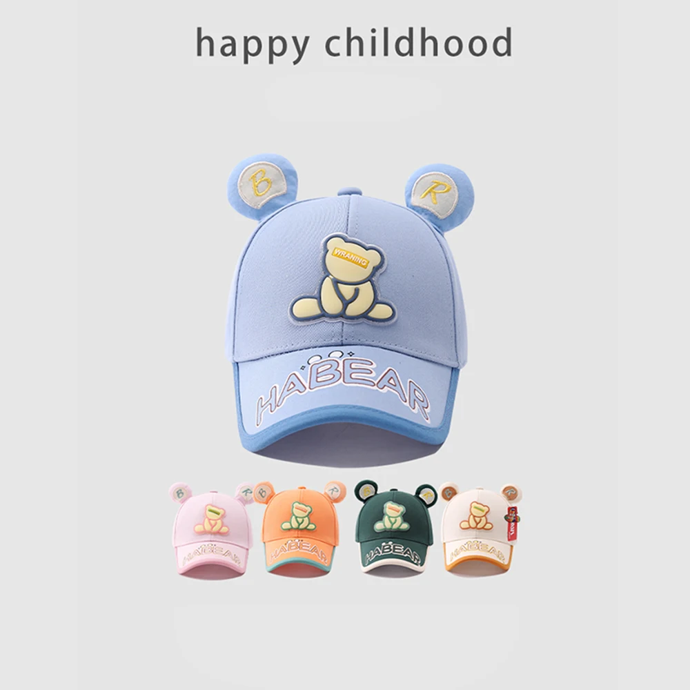 

2024 New Children's Peaked Cap Girls Spring And Autumn Winter Baseball Caps Girls' Hats Kid's Bear Sun Hat