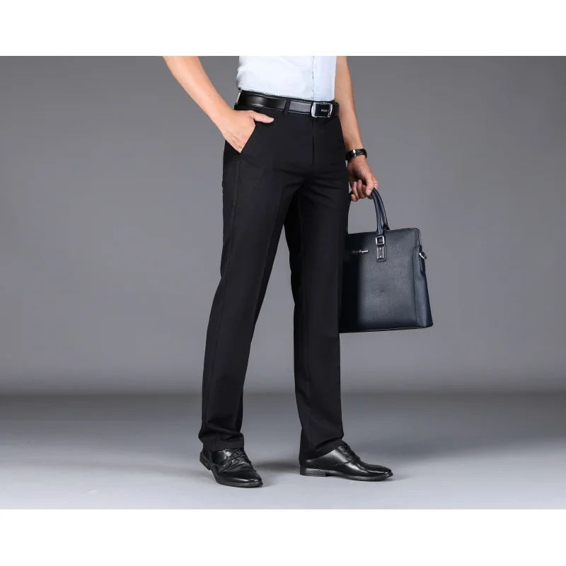 High-End Office Suit Pants Men's Summer Thin Cold Breathable and Loose Middle-Aged plus-Sized plus Size Ice Silk Casual Pants