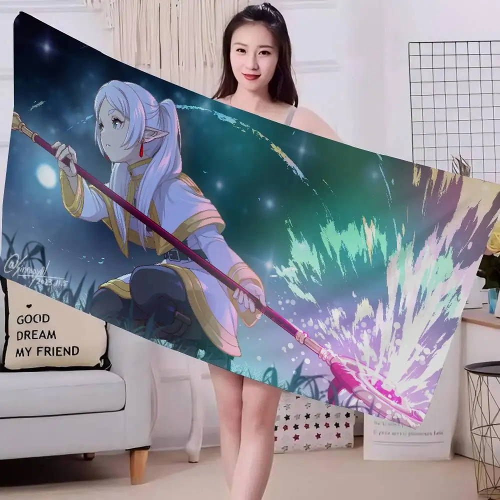 Japanese F-Frieren Anime Microfiber Beach Towel Absorbent Quick dry Soft Yoga Swimming Resort Mountain Climbing Towel