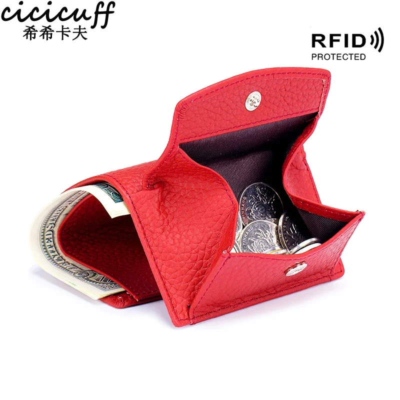 Women Wallets and Purses Genuine Leather Tiny Wallet Female Short Coin Purse Small 2023 New Carteras Rfid Blocking Cards Wallet