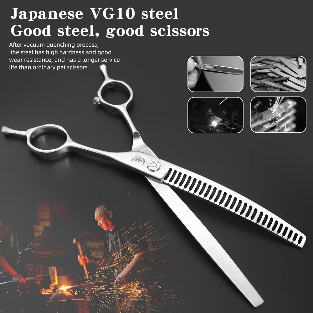 Dog Grooming Fishbone Scissors Trimming Dog Beauty Shears for Pet 7.25/7.5 Inch Pet Grooming Salon Shearing Japan VG10 Steel