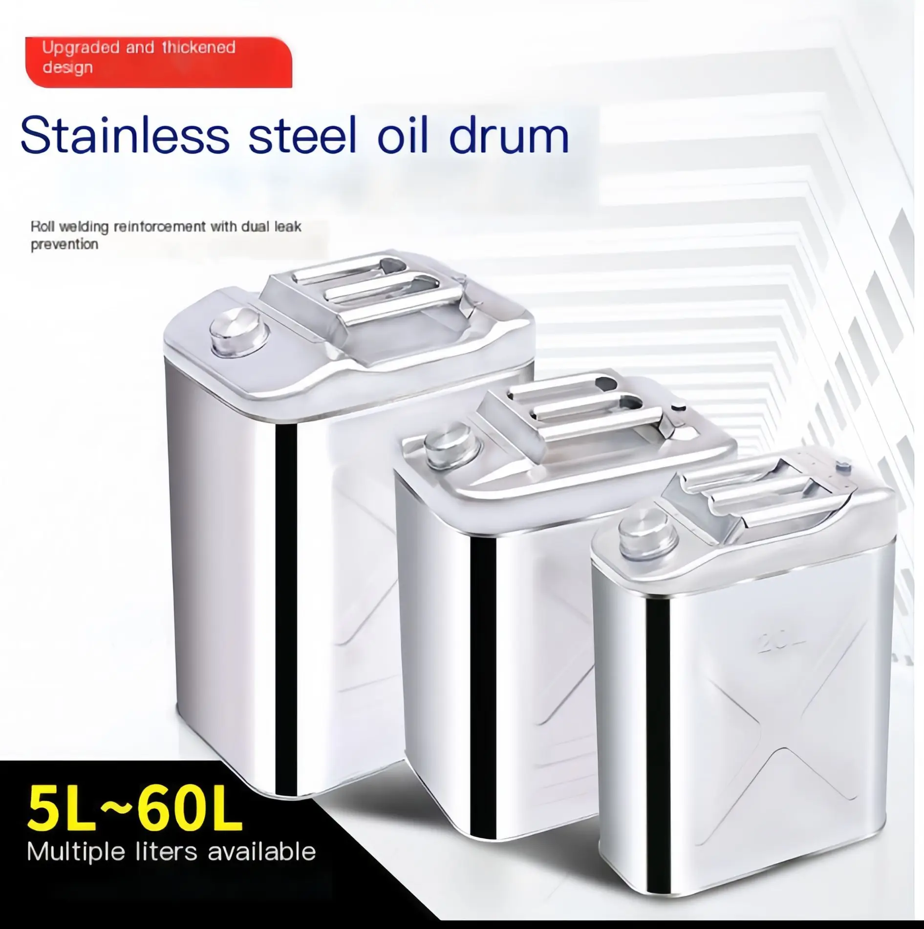 304 stainless steel thickened 5L10L15L20L vertical gasoline and diesel built-in oil pipe motorcycle truck oil storage barrel