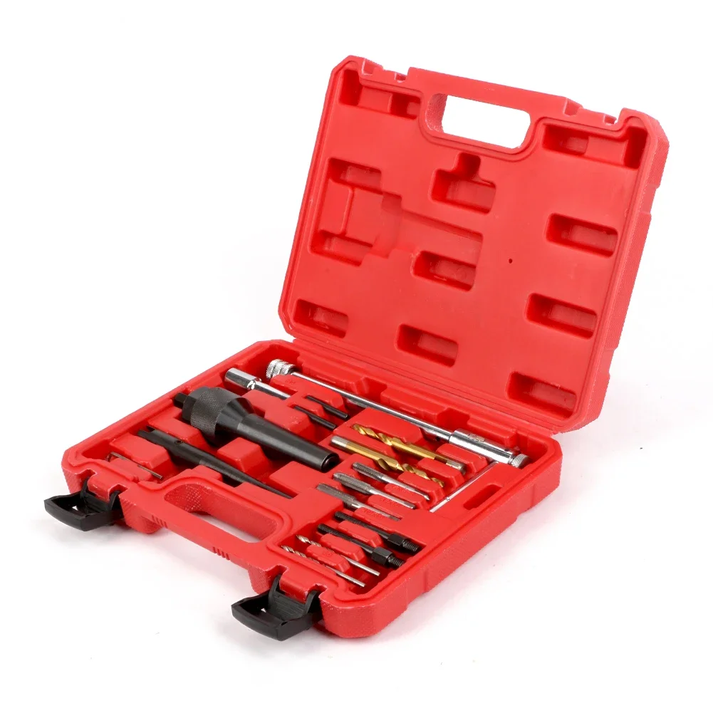 Damaged Glow Plug Removal Remover Thread Repair Drill Wrench Spark Plug Gap Extractor 16pcs Tool Kit 8MM 10MM