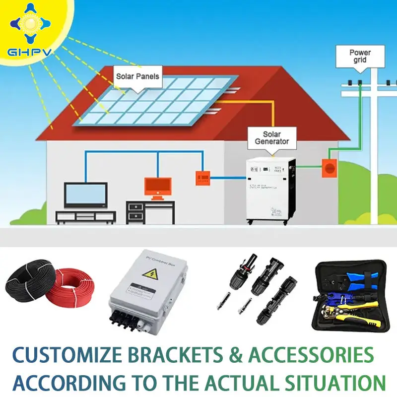High Power Portable Electric 5Kw 6Kw 7Kw 8Kw 9Kw 10Kw Solar Power Generator With Panel Completed Set 1000Watts for Home view 3