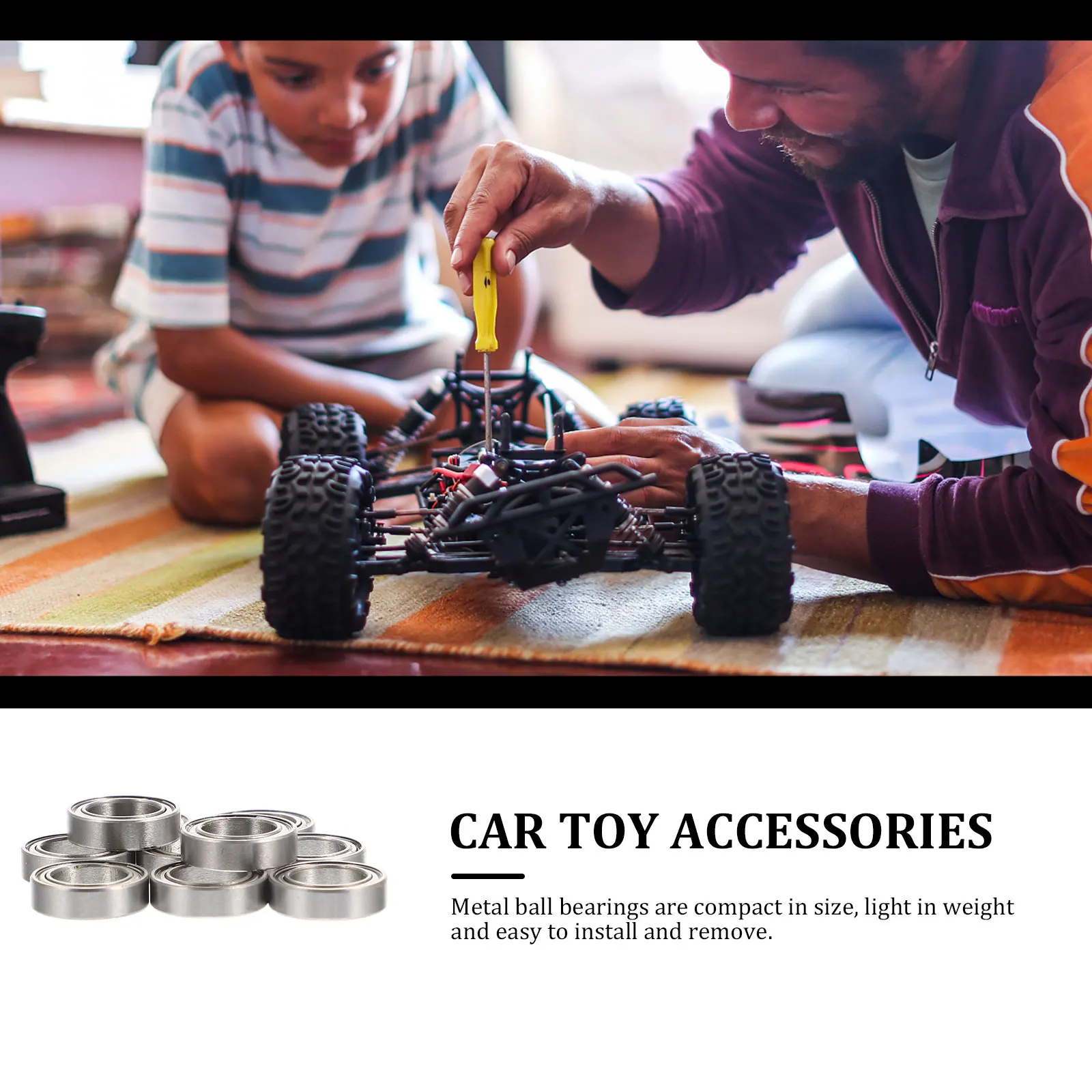 

10Pcs Metal Rc Car Bearings Durable Steel Bearing Replacement Parts for Remote Control Car Modification Accessories