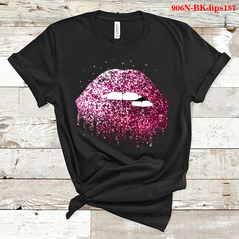 

Starry Sky Colorful Lip Print Women T Shirt Short Sleeve O Neck Loose Women Tshirt Ladies Tee Shirt Tops Clothes Camisetas Mujer