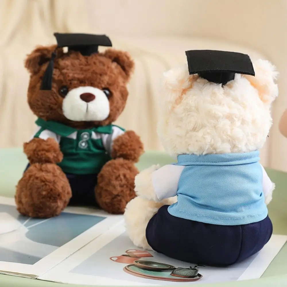 Stuffed Toy Doctor Cap Graduation Bear Doll Cartoon with Doctorial Hat Bachelor Bear Plush Toy Sitting Soft Doll