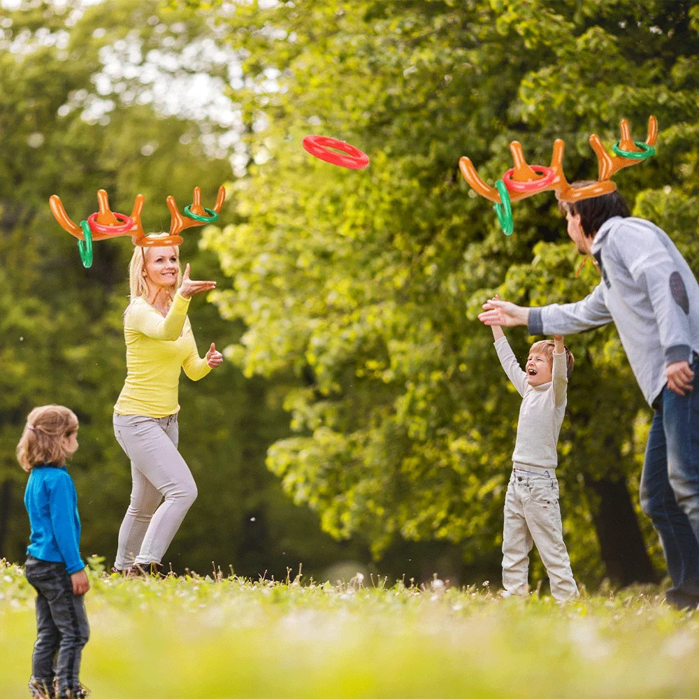 

Family Christmas Game Inflatable Reindeer Antler Ring Toss Game 2024 Navidad Holiday Party Games for Kids Adults Fun Xmas Gifts