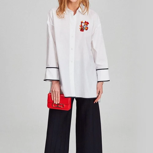 Imagen 2 del producto CHCH-Blusa de lujo para mujer, camisas holgadas con línea bordada a la moda para ir al trabajo, camisas sencillas y cómodas para oficina y negocios, 2024