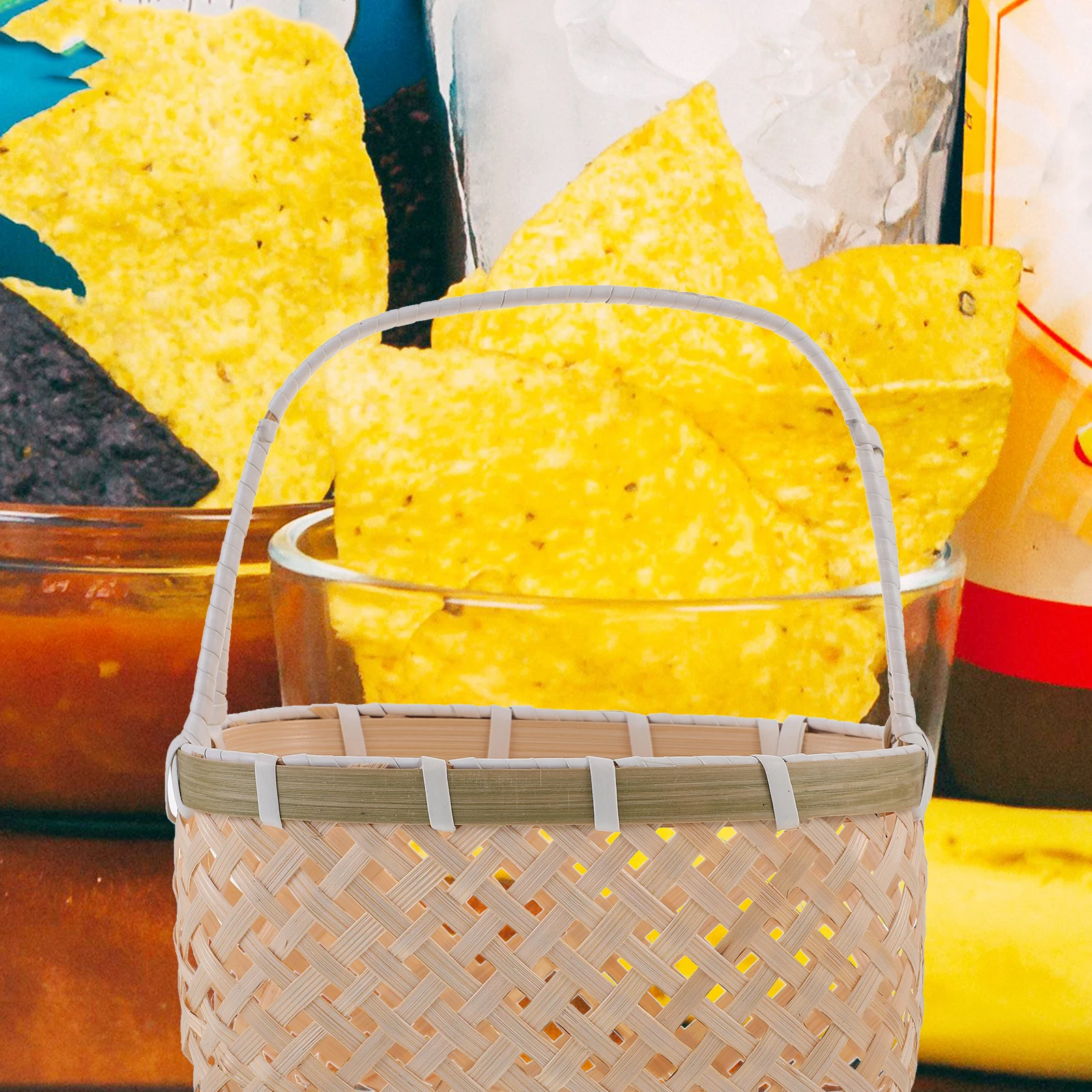 

Bamboo Shopping Party Bread Woven Basket Portable Woven Fruit Tray 15x11x19cm Storage Picnic Handmade Vegetable Container