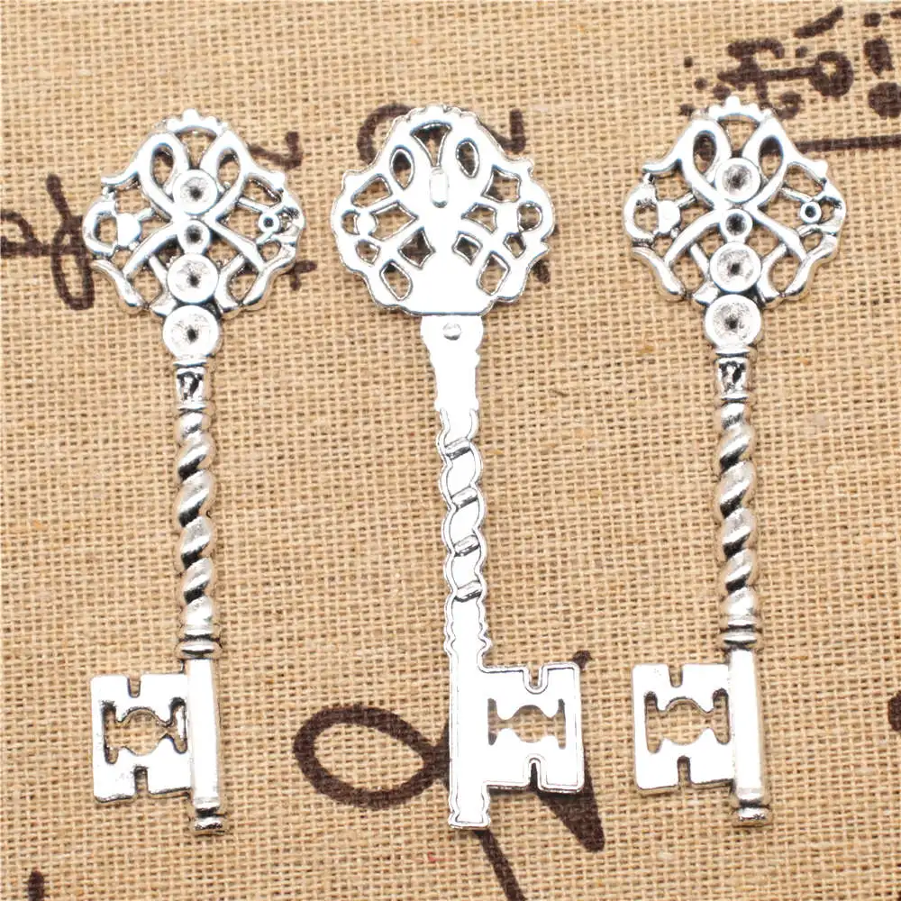 Girls Jewelry Accesori Charms Keys Antique Silver Color Jewelri Pendant 27x67mm 3pcs