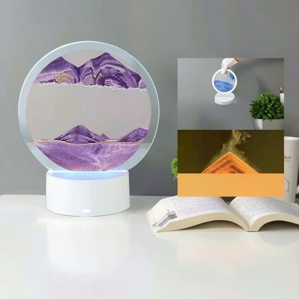 Dynamic Flowing Sand Art Desk Ornament LED Night Light 3D Quicksand Painting Table Lamp Modern Home Decor Gift