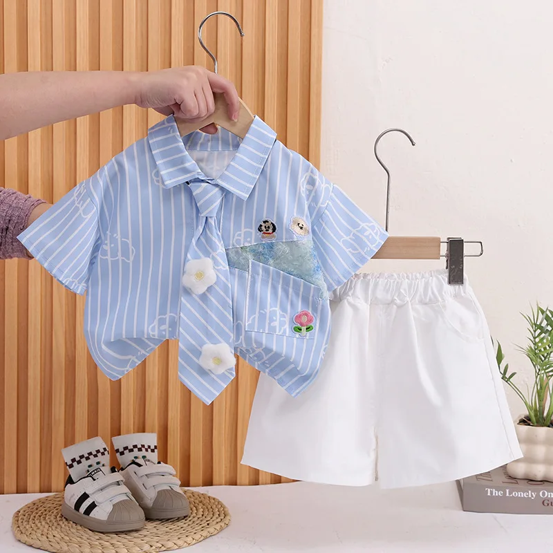 Boys Slothes Sets Summer 2026 Children Cute T-shirts Shorts 2pcs Sports Suit For Baby Short Pants Tracksuits Kids Tracksuits 5Y