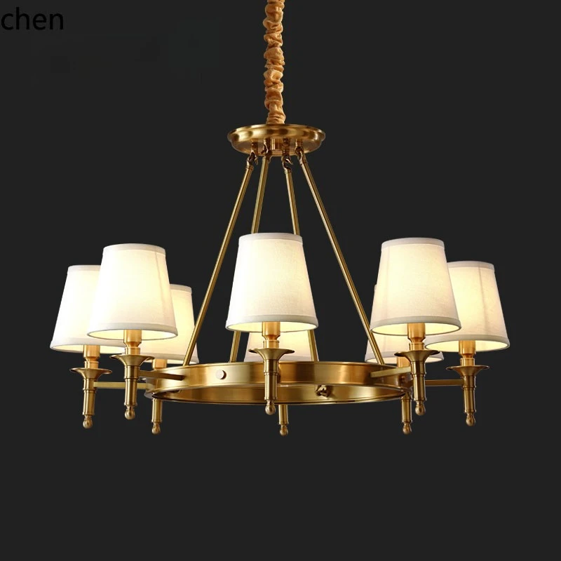 H1 all-copper minimalist creative living room bedroom light, rustic elegant dining room villa lobby lighting fixture