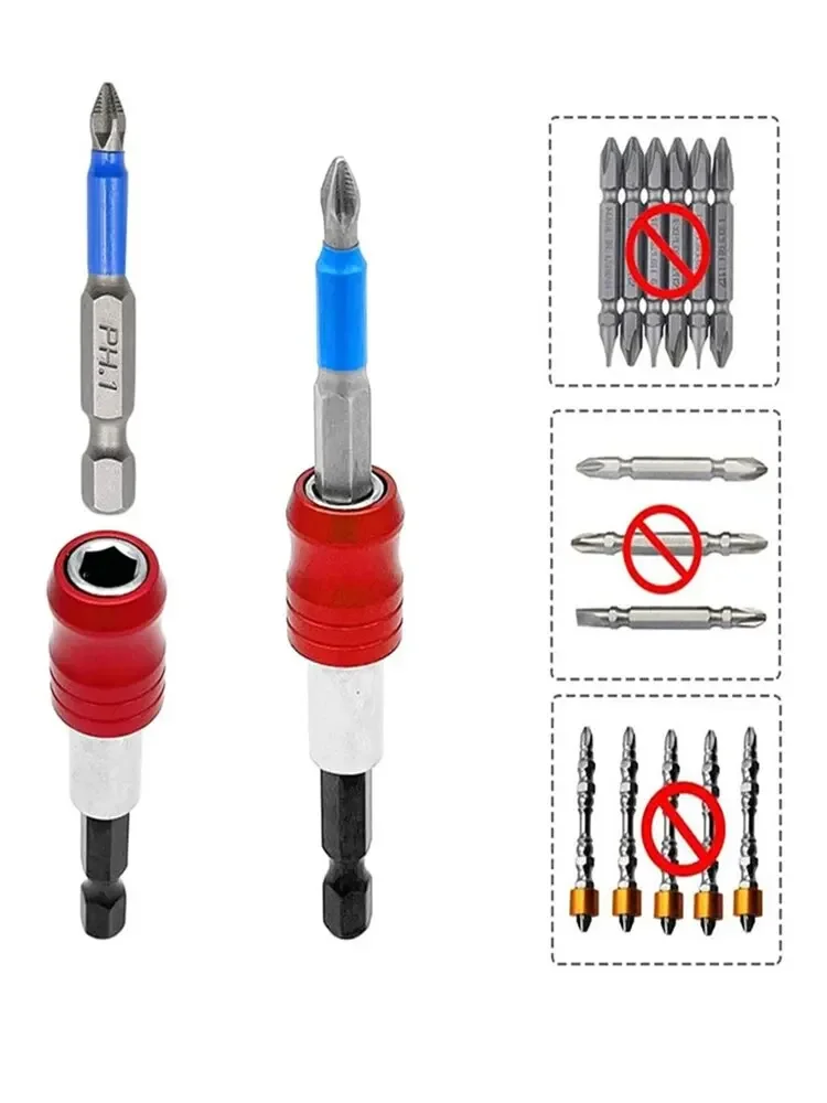 Schnellwechsel-Magnet-Bithalter, rot, 3 Stück, 1/4 Zoll, universeller Sechskantschaft, 60 mm, 100 mm, 150 mm (2,36 Zoll, 3,94 Zoll, 5,91 Zoll), Bohrerhalter-Set – Detail 6