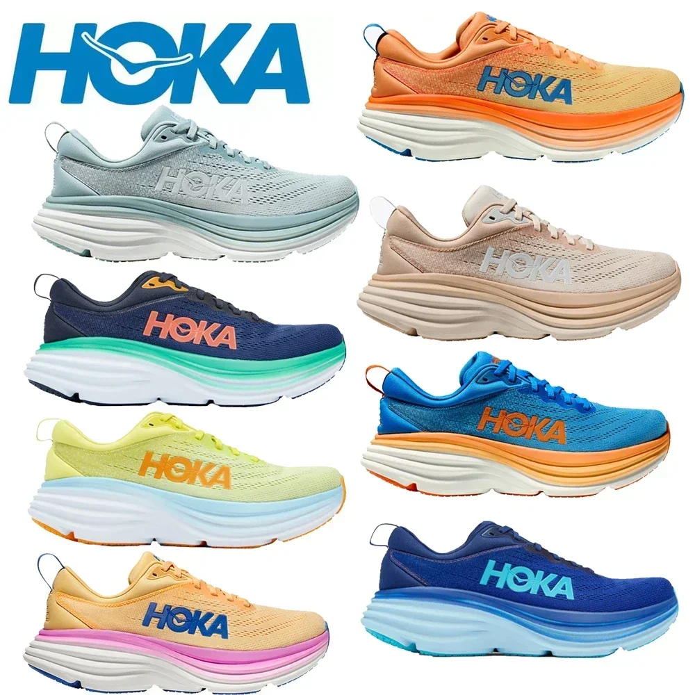 

Беговые кроссовки HOKA ONE Bondi 8, дышащая Нескользящая амортизирующая дорожная обувь, повседневные уличные кеды для мужчин и женщин