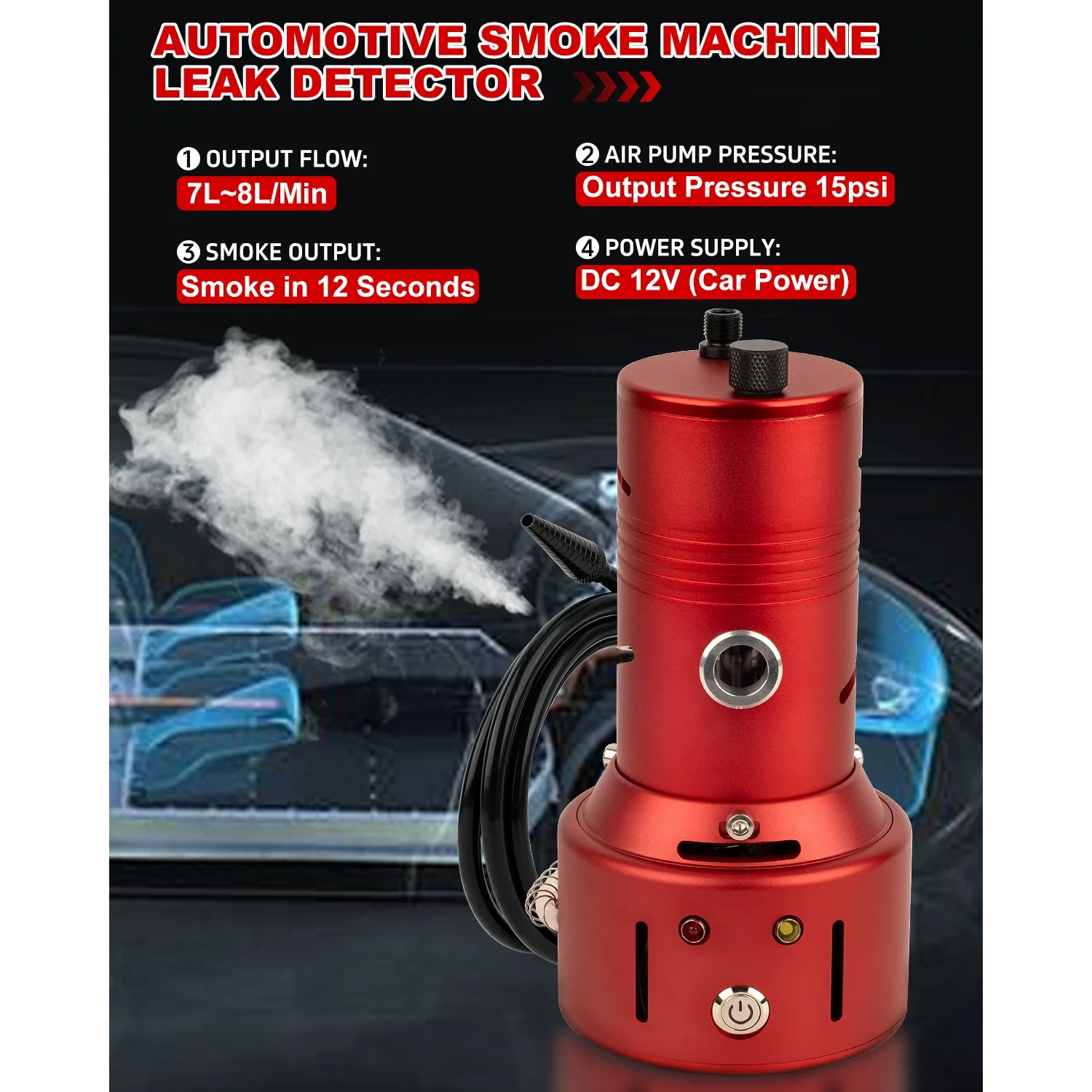 

Car Smoke Leak Detector 12V EVAP Smoke Leak Tester Machine Vacuum Fuel Pipe Oil Leakage Detector Auto Diagnostic Tools