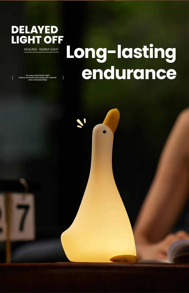Rechargeable LED Night Light Duck Patting Silicone Lamp Cute Children Nightlights for Home Bedside Room Decor Birthday Gift