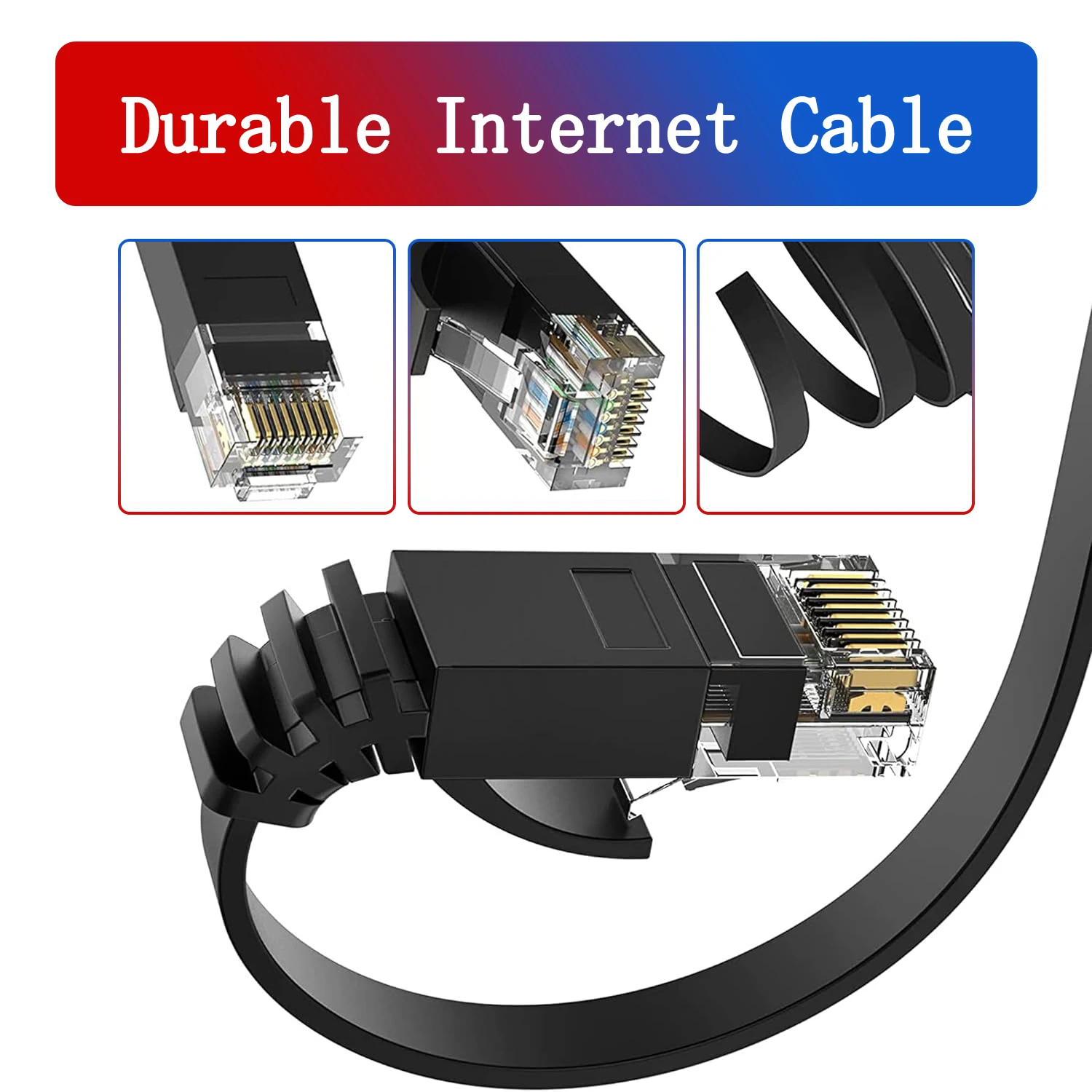 HENGSUR-Cable Ethernet CAT6, Cable de red de Internet plano RJ45, Cable de parche LAN para enrutador, módem, 5M, 10M, 20M, 30M