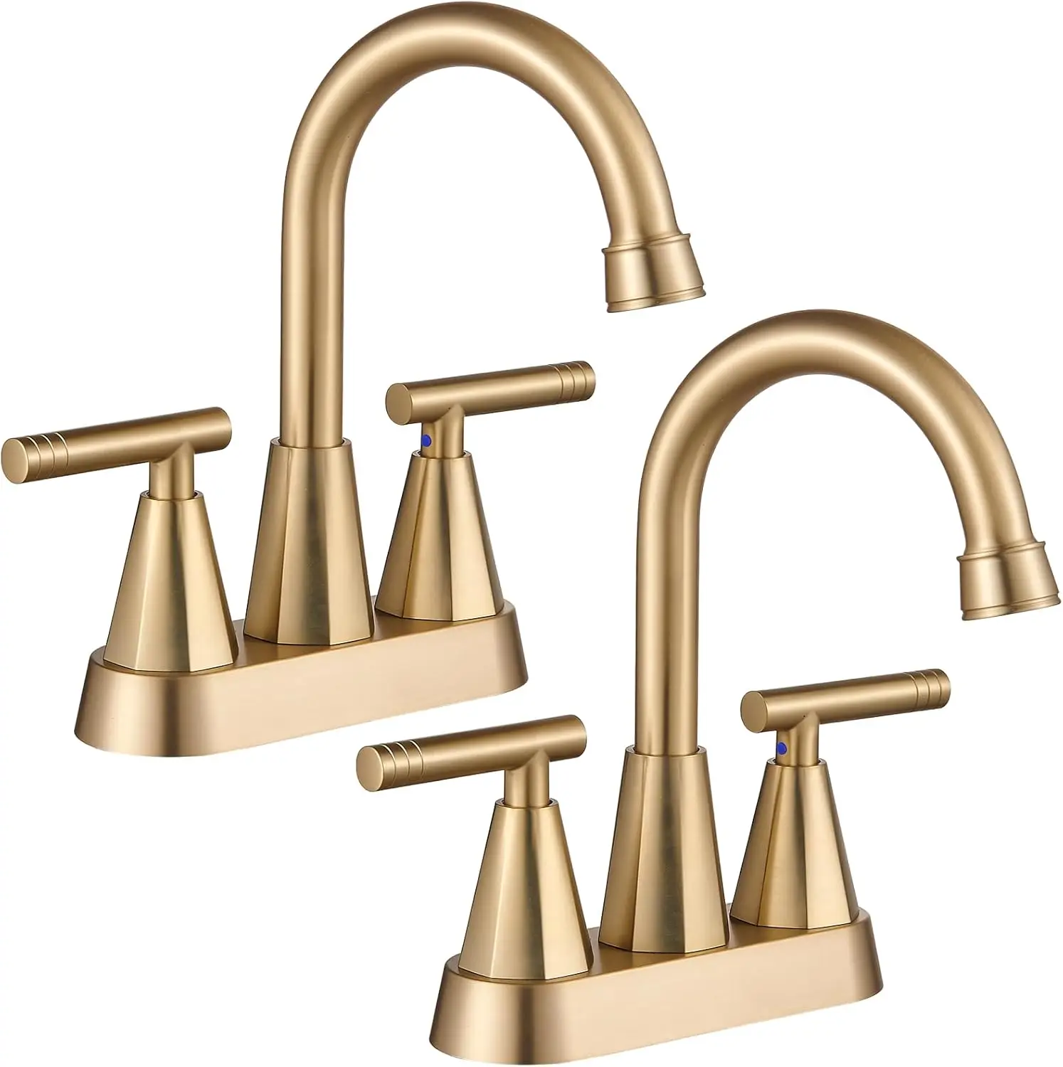 

4 Inch Centerset Bathroom Faucet 3 Hole with Pop Up Drain and Supply Hoses, 2 Handle Brushed Gold, 2 Pack