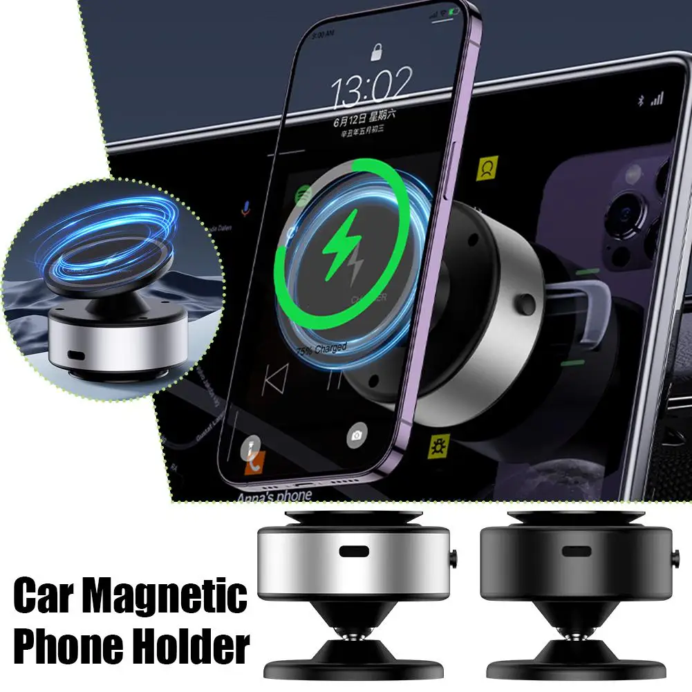 

Wireless Charger/No Charger Two Types 360° Rotation Adjustable Car Mount Mobile Phone Holder Magnetic Vacuum Adsorption Stable