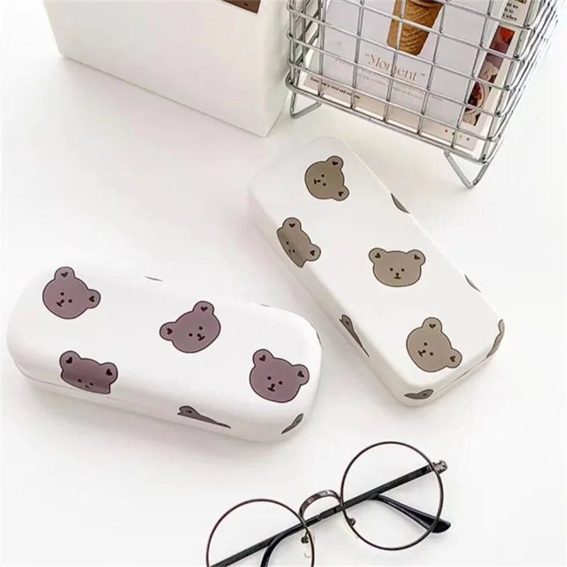 Portable Fold-able PU Glasses Case Cute Sunglasses Myopia Glasses Storage Box Travel Student Simple Sunglasses Box Storage Box