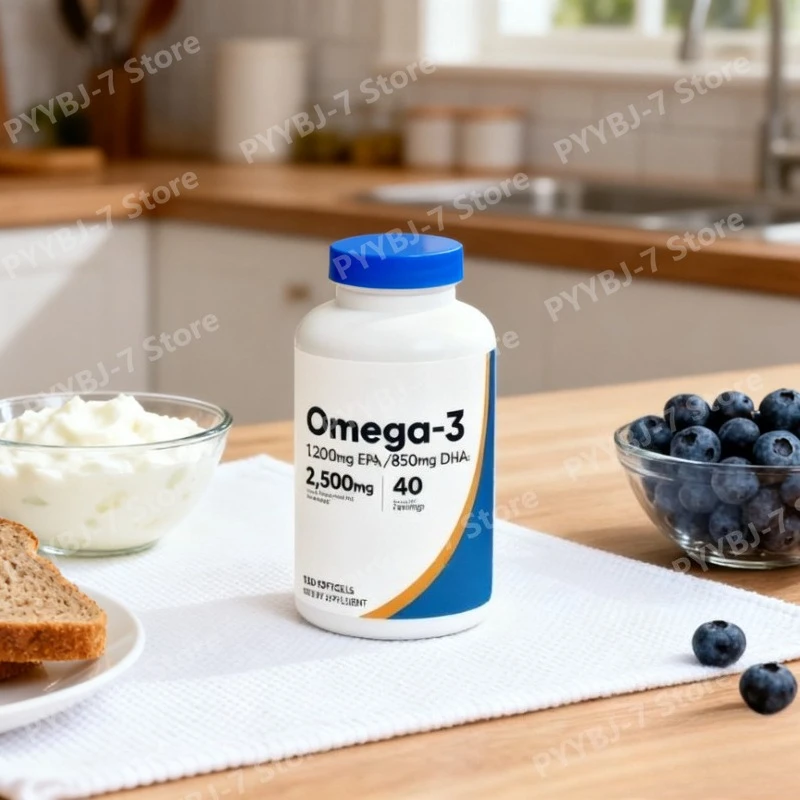 Fish Oil Omega 3 Softgels 2500mg High EPA DHA Supplement 120 Count Non GMO  Gluten Free Daily Supplement