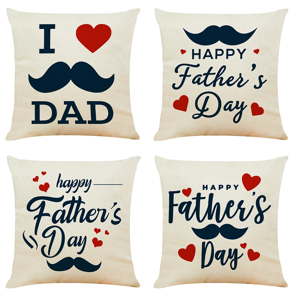 

I Love Dad Printed Throw Pillows Father's Day Linen Pillow Cover Letter Printing Sofa Car Office Cushion Cover Home Decorations