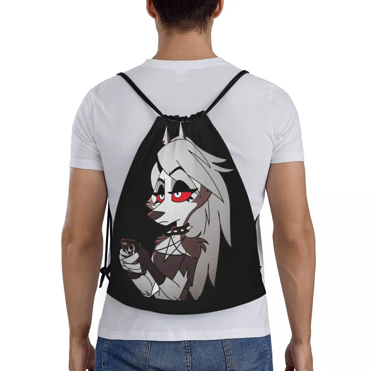 

Helluva Boss Loona Backpacks Fashion Portable Drawstring Bags Sports Bag Book Bags For Man Woman Students