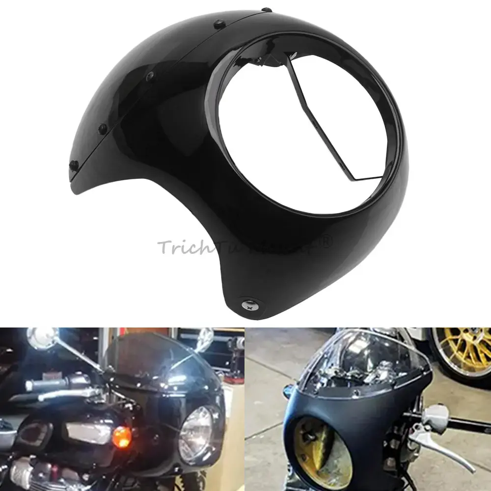 

Brand New Sturdy Abs Plastic Windshield Will Fit Most Bikes Fitted With 7" (16.5~18Cm) Round Headlight Vivid Black Smoke Lens