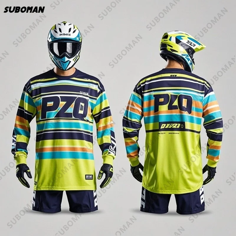 Новинка 2025, мужской велосипедный трикотаж PZQ, MTB, горный мотоцикл, спортивная одежда с длинными рукавами, уличная спортивная одежда, велосипедный трикотаж, футболка, топы, S-4XL