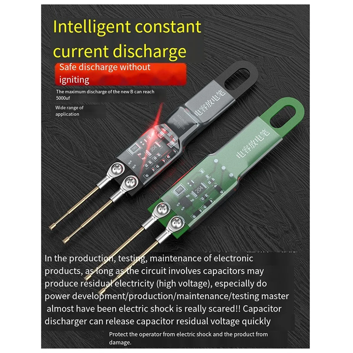 ABLG New Capacitor Discharge Pen Fast Discharge 1200UF Capacitor Discharge Tools with LED Indicator Light Electronic Repair