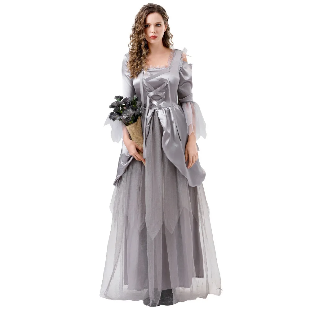 Abito da regina cosplay per donna Gonna sexy Costume da donna di Halloween Cos Vampiro Fantasma Sposa Strega Zombie Abbigliamento Festa di Natale