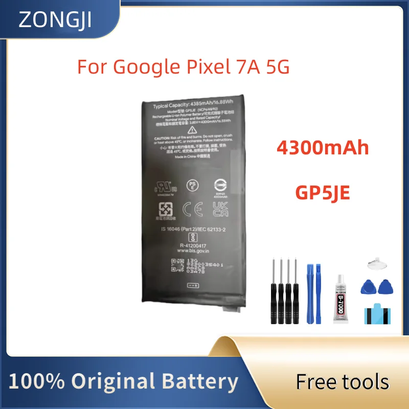 New Battery GP5JE 4385mAh For HTC Pixel 7A 5G Phone Replacement Battery GP5JE For Google Pixel 7A Batteries + Tools