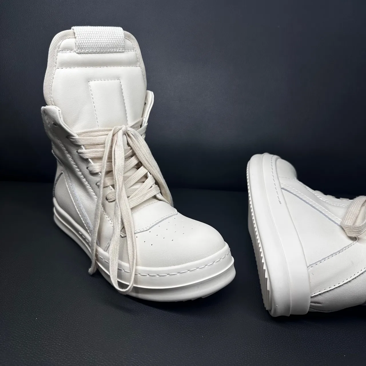

R-o Classic Beige Leather High Top Shoe Retro Men Boots Sneaker ZIP Women Casual Shoes Lace Up Sneakers Luxury Gray Ankle Boot