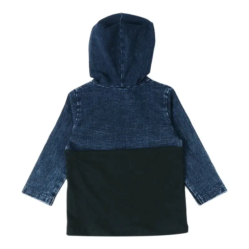 Kids t-shirt long sleeves baby clothes boy/girl clothes hooded  child school clothes denim blue autumn winter cowboy clothes