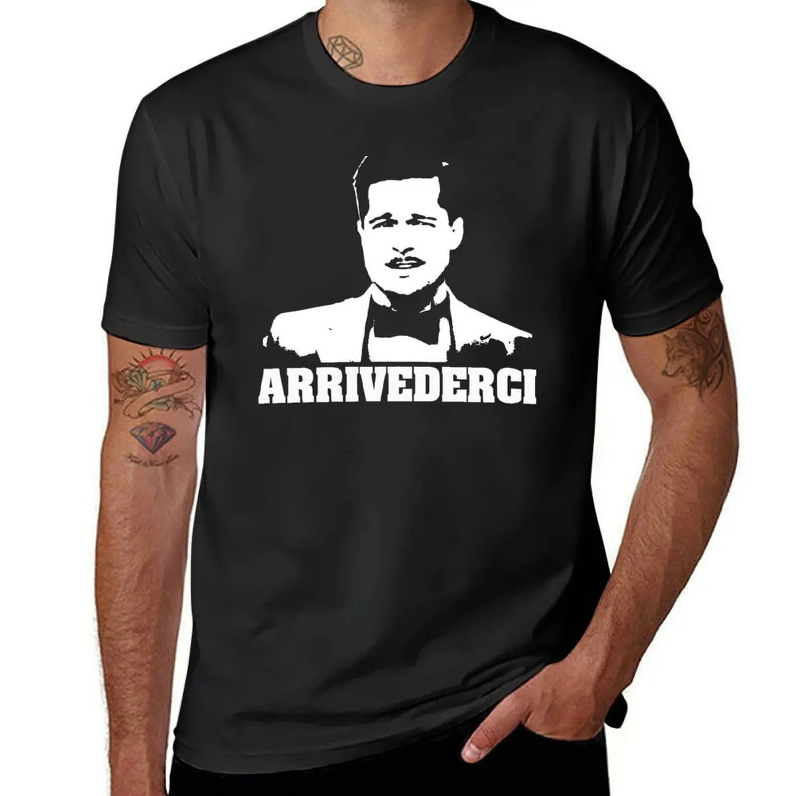 Inglorious Basterds Aldo Raine Arrivederci Tshirt T-Shirt funnys cute clothes boys whites plain slim fit t shirts for men