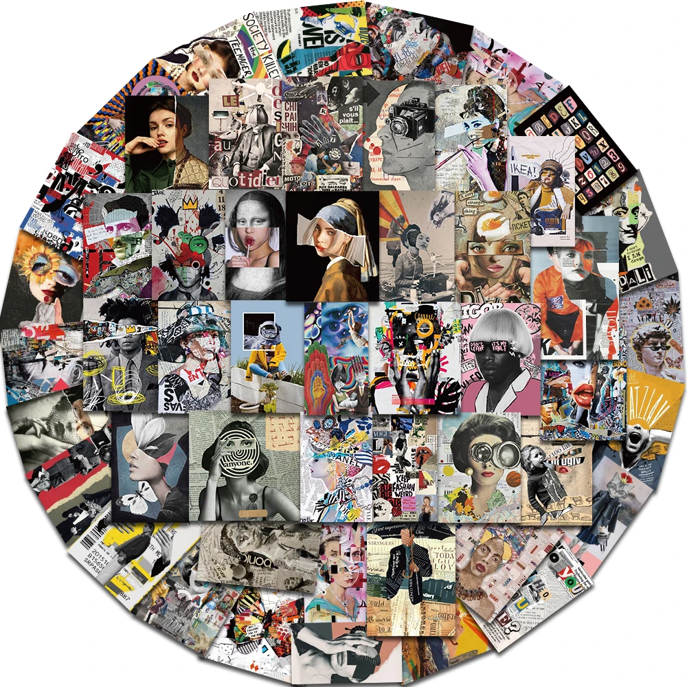 50PCS Modern Art Magazine Cover Stickers Scrapbooking Collage Material Phone Cases Skateboarding Helmets Waterproof Stickers